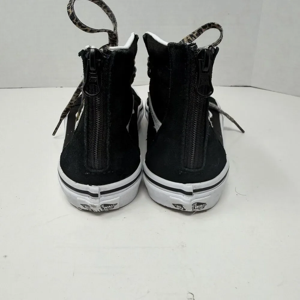 VANS High Top Off The Wall Zip Heel Cheetah Heart Kids Size 2.0 Skate